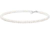 Perlenkette weiß rund Klassische Choker-Perlenkette weiß rund, 7-8 mm, 40 cm, Verschluss 925er Silber, Gaura Pearls, Estland